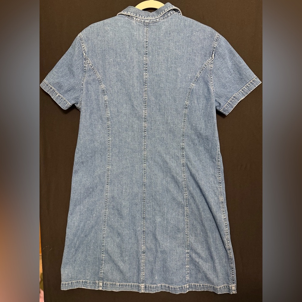 Eddie Bauer Blue Denim Dress Iridescent Button Up Front cotton coastal cowgirl - Picture 4 of 6
